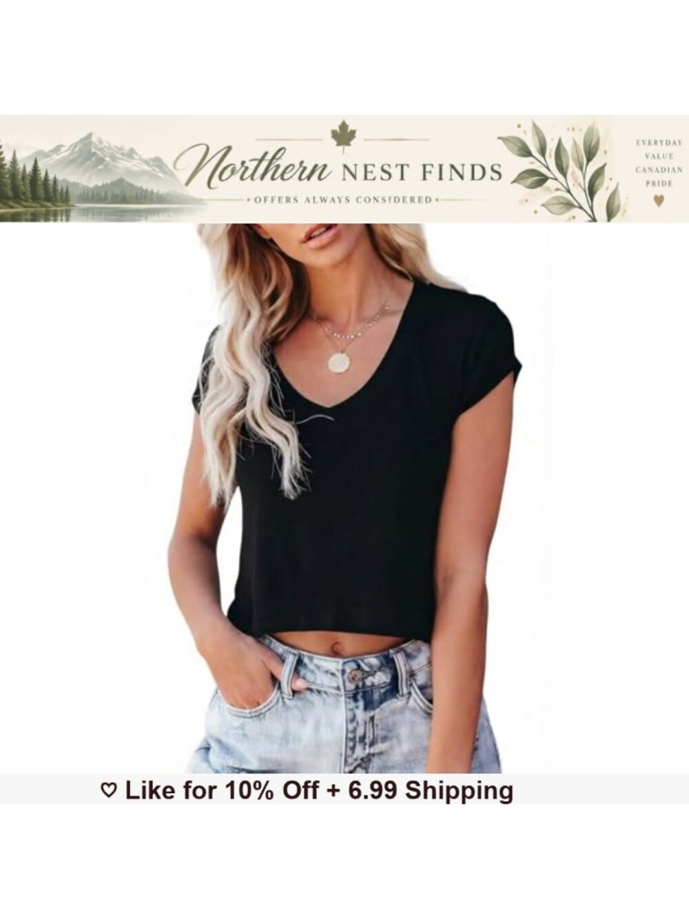 Womens V Neck Crop Top Cap Sleeve Tank Casual Basic Tee